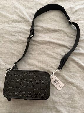 Coach Black Signature-Embossed Crossbody Camera Bag